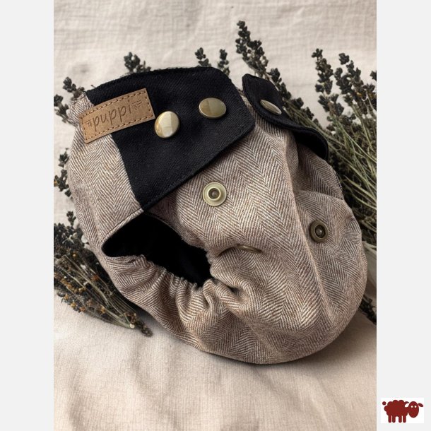 Puppi - Cover i merinould til stofbleer, new color ��Siamese Black��