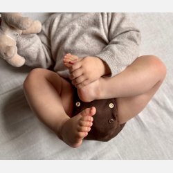 Puppi - Cover til genanvendelige stofbleer i bl�d merinould ��Praline Chocolade��, new color