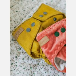 Puppi - Formsyet bambusble med en lomme, natble ``Coral Bloom��