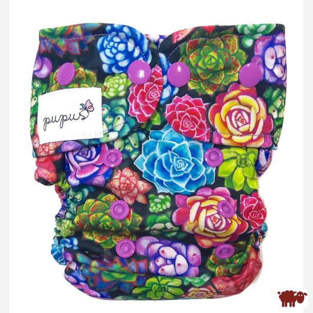 Pupus - AIO- All in One Genanvendelig ble,  bambus &amp; bomuld, Sukkulenter