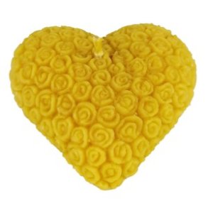 100% Bivokslys- Hndlavet Lys, Hjerte dekoreret med roser