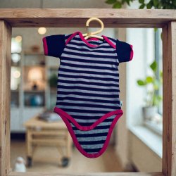 Sm� Rollinger - Pigebody i striber med uld, brugt, str. 74