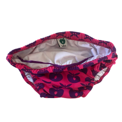 Smfolk - Badetj / Badebukser  i lyserd med bler, str. 92-98, som nye