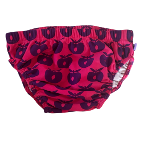 Smfolk - Badetj / Badebukser  i lyserd med bler, str. 92-98, som nye