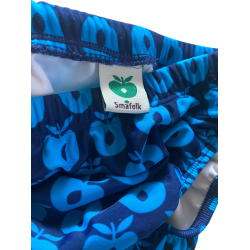 Smfolk - Badetj / Badebukser  i mrkebl med bler, str. 80-86 cm