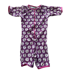 Smfolk - Badetj / Badedragt  i lilla med hvide med bler og lynls, str. 98-104 (3-4 r)