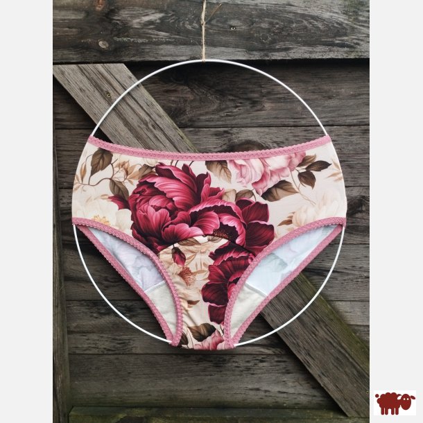 Tymoszku - Premium Menstruationstrusser i bomuld &amp; bambus, FIGI,S � H�ndsyet | Vintage Blomster
