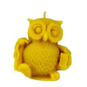 100% Bivokslys- Hndlavet Lys, , Ugle- lrer, 6,5 cm