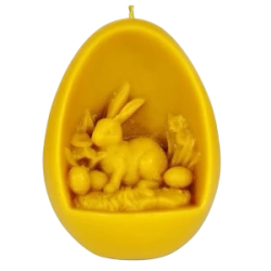 P�ske�g med p�skehare med �g / P�skepynt i Bivoks - H�ndlavet og b�redygtigt lys