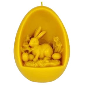 P�ske�g med p�skehare med �g / P�skepynt i Bivoks - H�ndlavet og b�redygtigt lys