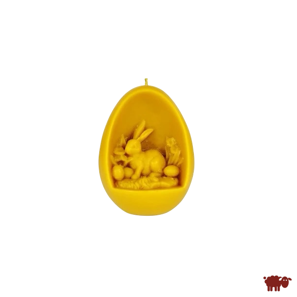 P�ske�g med p�skehare med �g / P�skepynt i Bivoks - H�ndlavet og b�redygtigt lys