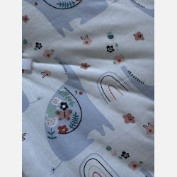 Lulajbaby - Sv�b 2 - i - 1 , Babyvikle med Bomuld &amp; Minky velour, Bl� elefant m�nstre