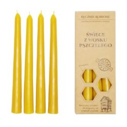 100% Bivokslys/ Naturligt Duftlys- Hnddyppede kertelys, glatte, 19 cm, 4 stk.