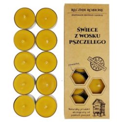 100% Bivokslys/ Naturligt Duftlys- Hndlavede Fyrfadslys i metalstage, 10 stk.