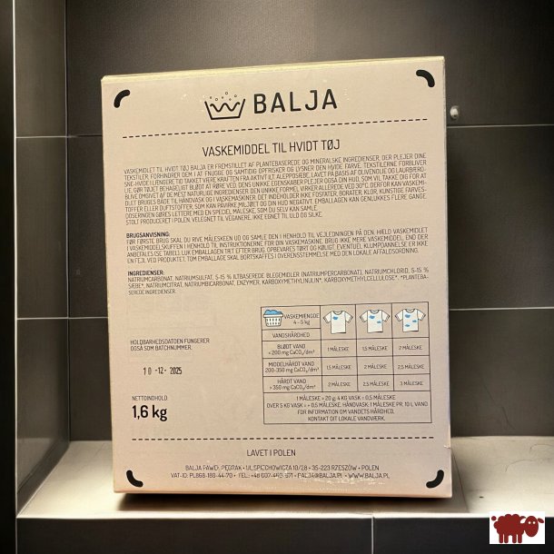 Balja - Bionedbrydelig vaskepulver til hvidtvask, 1,6 kg