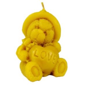 100% Bivokslys- Hndlavet Lys, Forelsket bjrn LOVE, 7 cm