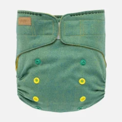 Puppi - Cover til genanvendelige stofbleer i bld merinould Green Herringbone