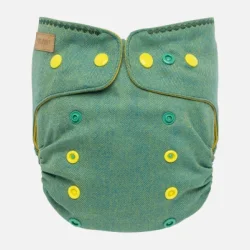 Puppi - Cover til genanvendelige stofbleer i bld merinould Green Herringbone