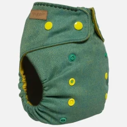 Puppi - Cover til genanvendelige stofbleer i bld merinould Green Herringbone