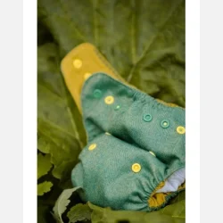 Puppi - Cover til genanvendelige stofbleer i bld merinould Green Herringbone