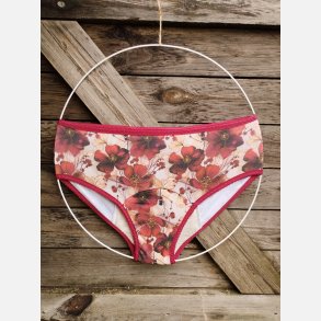 Tymoszku - Premium Menstruationstrusser i bomuld & bambus, FIGI,M � H�ndsyet | R�de Valmuer