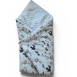 Lulajbaby - Sv�b 2 - i - 1 , Babyvikle med Bomuld &amp; Minky velour, Lama m�nstre