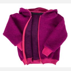 Ty.Bles -Fuchsia uldjakke/ brne-sweatshirt med htte - kogt og merino uld