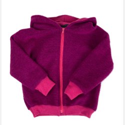 Ty.Bles -Fuchsia uldjakke/ brne-sweatshirt med htte - kogt og merino uld