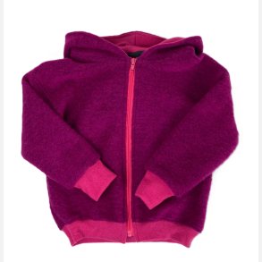 Ty.Bles -Fuchsia uldjakke/ brne-sweatshirt med htte - kogt og merino uld