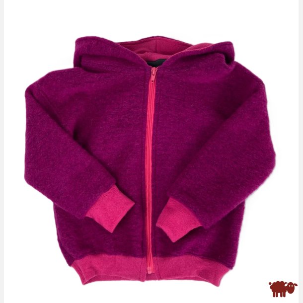 Ty.Bles -Fuchsia uldjakke/ brne-sweatshirt med htte - kogt og merino uld